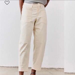 Straight-Leg High-Rise Cream Pants